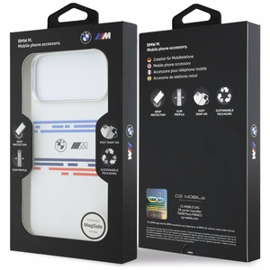 BMW M Silicon Horizontal Line MagSafe Ümbris jaoks iPhone 17 Pro Max - valge