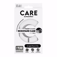CARE by PanzerGlass Kickstand Ümbris MagSafe jaoks iPhone 15 Plus - hõbedane