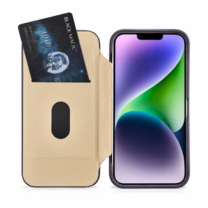 iCarer CE Premium Leather Folio Case iPhone 14 Plus Magnetic Flip Leather Folio Case MagSafe Dark Purple (WMI14220715-DP)