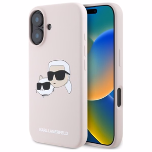 Karl Lagerfeld Silicone Nauble Heads Print MagSafe Ümbris jaoks iPhone 16 - Roosa