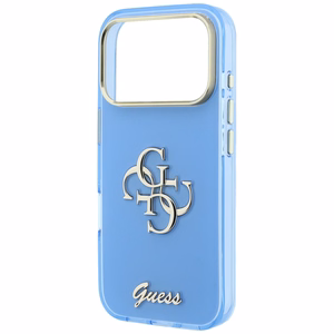 Guess IML 4G Script Metal ümbris seadmele iPhone 18 Pro Max / 17 Pro Max – helesinine