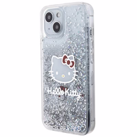 Hello Kitty Liquid Glitter Charms Kitty Head ümbris jaoks iPhone 15 - hõbedane