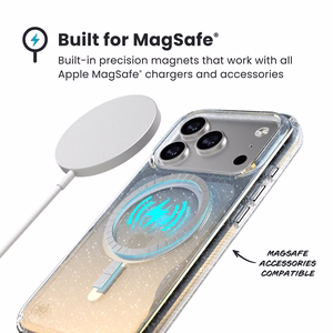Speck Presidio Lux MagSafe ümbris seadmele iPhone 17 Pro, Hyper Mirror Glitter / Silver Metallic värvitoonis