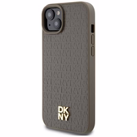 DKNY Leather Pattern Metal Logo MagSafe ümbris jaoks iPhone 15 / 14 / 13 - brown