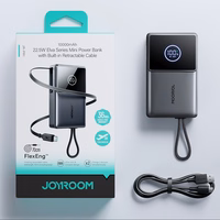 Joyroom JR-PR1 10000mAh 22.5W Powerbank sisseehitatud sissetõmmatava USB-C kaabliga - must