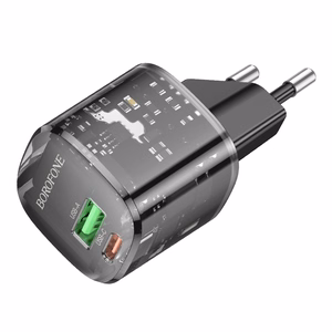Borofone Wall laadija BN17 Sunlight - USB + Type C -  QC 3.0 PD 20W 3A must