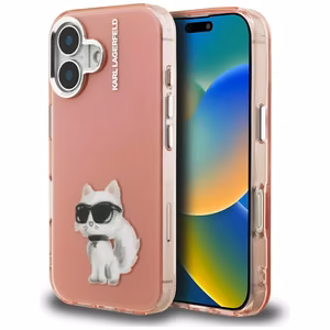 Karl Lagerfeld IML Aquarelle Choupette & Logo iPhone 16 Ümbris - roosa