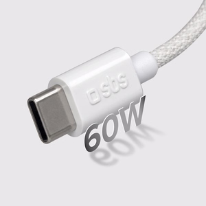 SBS TECABLETISSUETCCG USB-C - USB-C 1.5m 60W braided kaabel - hall