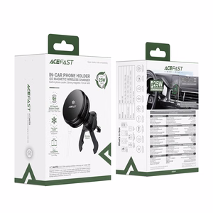Acefast D66 magnetiline auto õhuava kinnitus Qi2 25 W juhtmevaba laadimise ja jahutusega, must
