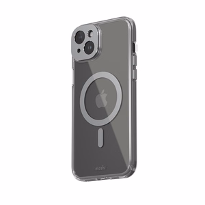 Moshi iGlaze MagSafe ümbris seadmele iPhone 15 Plus, läbipaistev Meteorite Gray detailidega