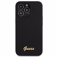 Guess GUHMP13LLSLMGBK iPhone 13 Pro / 13 6.1" must/must hardcase Silikoonist Script Gold Logo MagSafe