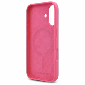 Karl Lagerfeld Silicone Choupette Head Print MagSafe iPhone 16 Ümbris - Fuchsia