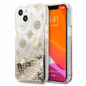 Guess GUHCP13SLGPEGO iPhone 13 mini 5.4" kuldne/kuldne kõvakaane Peony Liquid Glitter