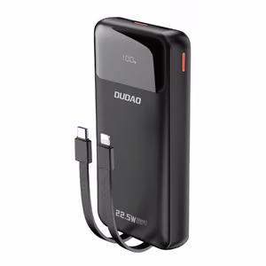 Dudao K15Pro Power Bank 20000mAh 22.5W PD USB-C / USB-A / sisseehitatud Lightning ja USB-C kaablid - must