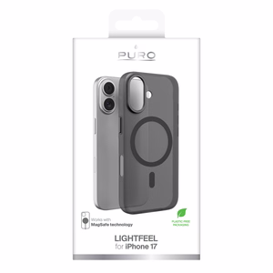Чехол Puro Lightfeel для iPhone 17 совместимый с MagSafe прозрачный и чёрный