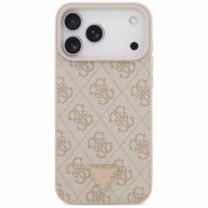 Guess Leather 4G Triangle Strass MagSafe ümbris mudelile iPhone 17 Pro Max / 18 Pro Max – roosa