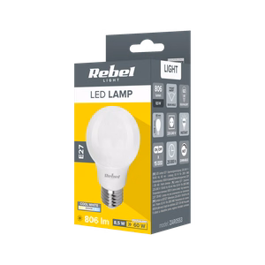 Rebel A60 E27 LED bulb, 8.5 W, 6500 K, 230 V