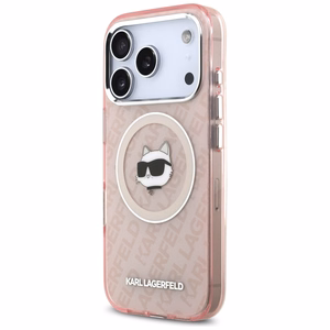 Karl Lagerfeld IML Choupette Head Logo MagSafe Ümbris jaoks iPhone 17 Pro Max - Roosa