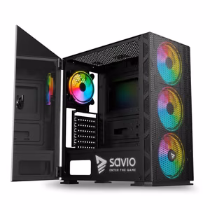 SAVIO Raptor X1 ARGB Glass/Mesh arvutikorpus, must