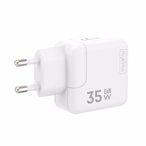 WALL CHARGER MX BURST GaN PD 35W, 2xUSB-C + C/LIGHTNING PD CABLE 20W  WHITE