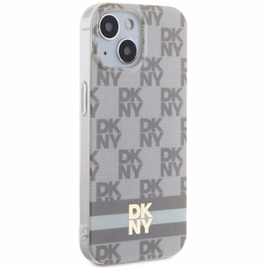 DKNY IML Checkered Mono Pattern & Printed Stripes MagSafe ümbris jaoks iPhone 15 / 14 / 13 - beige