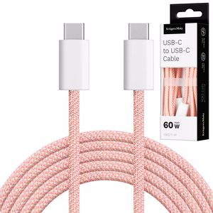 Krüger&Matz Basic USB-C–USB-C kaabel, 60 W, 1 m, roosa