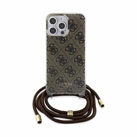 Guess Crossbody Cord 4G Print ümbris jaoks iPhone 15 Pro - brown