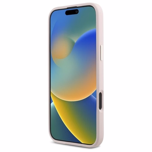 Чехол Guess Silicone Script Metal Logo & Frame для iPhone 16 Plus - розовый