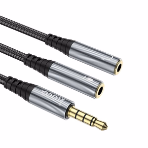 Kabel AUX 2w1 Jack 3,5 mm (męski) do 2 x Jack 3,5 mm (żeński) Hoco 0,25 m UPA21 hall (SC)