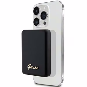 Guess MagSafe Metal Script Logo induktiivne elektripank 15W 5000mAh - must