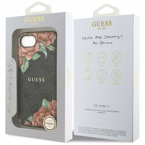 Guess 4G Flowers Print MagSafe ümbris jaoks iPhone 16e - must