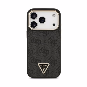 Case Guess PU Leather 4G Strass Triangle Logo Gold Frame MagSafe Apple iPhone 18 Pro Max black