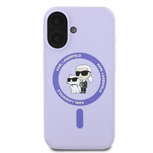 Karl Lagerfeld Silicone Karl&Choupette Ring MagSafe iPhone 16 Ümbris - lilla