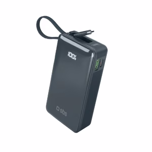 Powerbank SBS 10000 mAh 20W sisseehitatud USB-C kaabli ja digitaalse ekraaniga - tumehall
