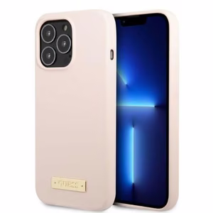 Guess GUHMP13LSPLP iPhone 13 Pro / 13 6.1" roosa/roosa hard ümbris Silicone Logo Plate MagSafe