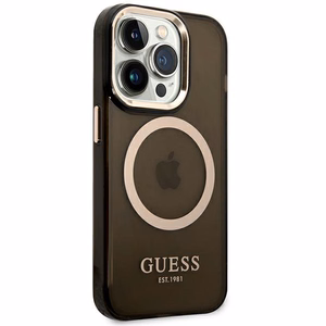 Guess GUHMP14LHTCMK iPhone 14 Pro 6.1" must/must hard ümbris kuldne Outline Translucent MagSafe