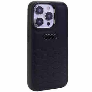 Audi GT Synthetic Leather ümbris jaoks iPhone 15 Pro - must