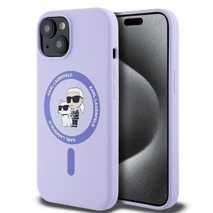 KARL LAGERFELD ümbris jaoks IPHONE 15 compatible with MagSafe KLHMP15SSCMKCRHU (Silicone KC Body Ring) lilla
