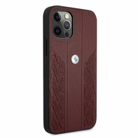 BMW Leather Curve perforeeritud ümbris iPhone 12 / iPhone 12 Pro jaoks - punane