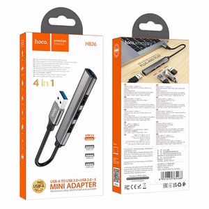 USB hub Hoco HB26 4-in-1 adapter USB-A to 1xUSB3.0 + 3xUSB2.0 hall