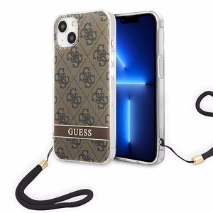 Guess GUOHCP14MH4STW iPhone 14 Plus 6.7" коричневый/коричневый жёсткий чехол 4G Print Strap