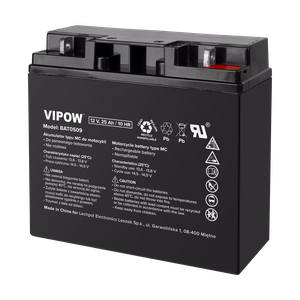 VIPOW MC-tüüpi mootorrattaaku, 12 V, 25 Ah