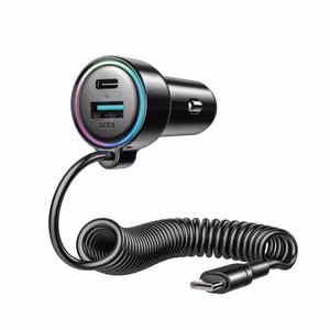 Joyroom JR-CL07 72W 3-in-1 Car Laadija with 1.6m USB-C Kaabel – must