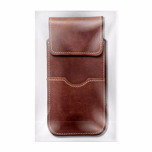 Кожаный универсальный чехол-кошелёк Royal Crazy Horse коричневый размер XL iPhone 11 12 13 Samsung S7 Edge