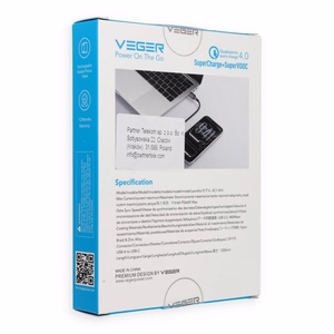 USB A – Type C kaabel LED-ekraaniga, VEGER PD 3A 66W AC1-XHJ, 1,2 m, must