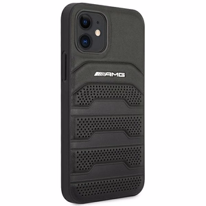 AMG Кожаный чехол Debossed Lines для iPhone 12 mini - чёрный