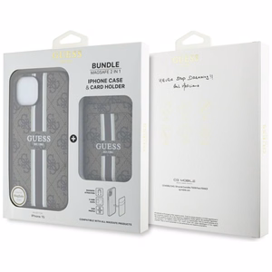 Guess 4G Stripes ümbris with Magsafe wallet jaoks iPhone 15 brown