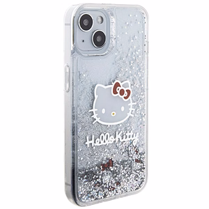 Hello Kitty Liquid Glitter Charms Kitty Head ümbris jaoks iPhone 14 - hõbedane