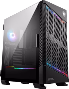 MSI MPG VELOX 100P AIRFLOW kesktorni mänguarvuti korpus, must, 3× 120 mm ventilaator + 1× 120 mm ARGB ventilaator, ARGB riba, USB Type-C, karastatud klaas, E-ATX/ATX/mATX/mini-ITX