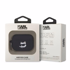 Karl Lagerfeld KLAP2RUNCHK AirPods Pro 2 чехол чёрный/чёрный Silicone Choupette Head 3D